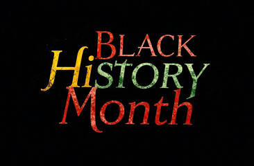 Black history month inscription on black background. Red, yellow and green letters.