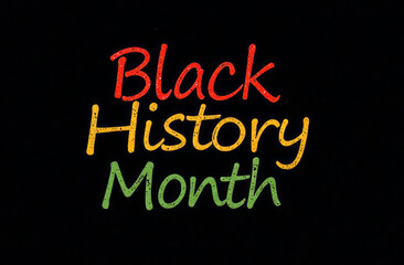 Obraz premium Black history month inscription on black background. Red, yellow and green letters.