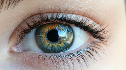 Fototapeta premium Abstract Woman�s Rainbow Eye on Bright White Background