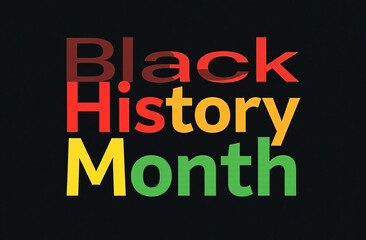 Obraz premium Black history month inscription on black background. Red, yellow and green letters.