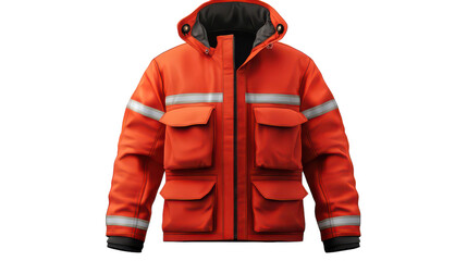 Bright orange safety jacket with reflective strips ideal for outdoor work during cold seasons