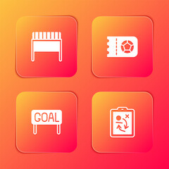 Set Football goal, or soccer ticket, Goal football and Planning strategy concept icon. Vector