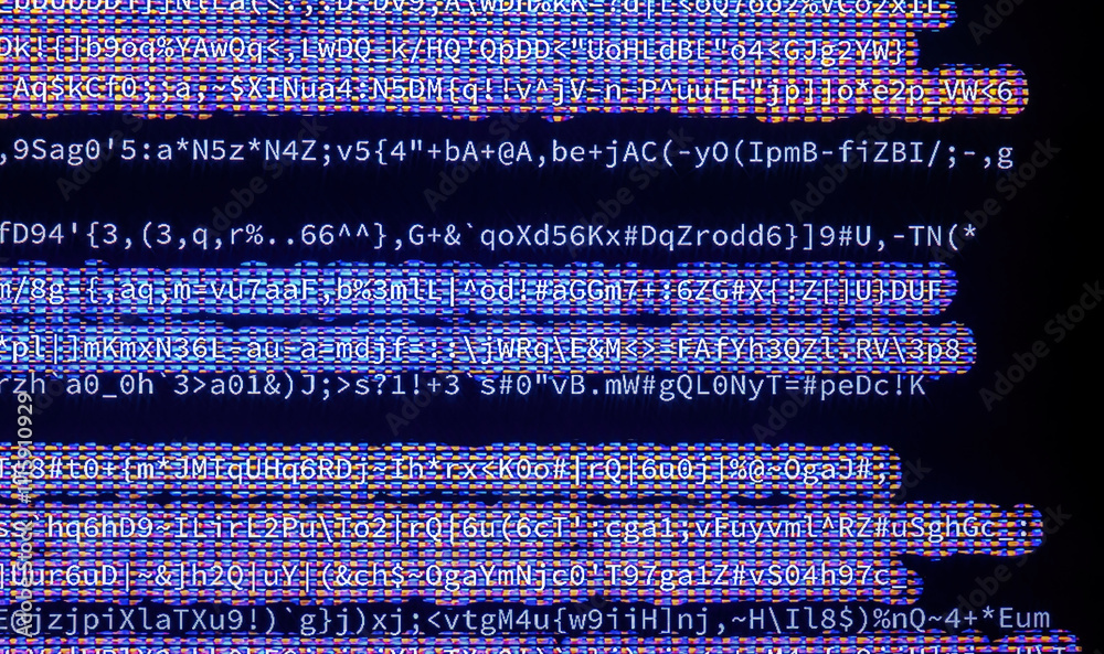 Fototapete glitch effects and binary code background