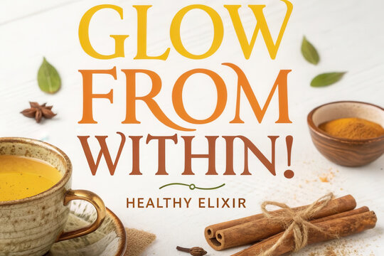 Glow from within with this healthy elixir tea poster showcasing vibrant colors