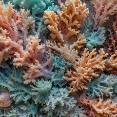 A close-up of a rare, abstract, and organic texture inspired by coral reefs, featuring intricate patterns and soft pastel colors, perfect for nature-inspired designs, Generative Ai
