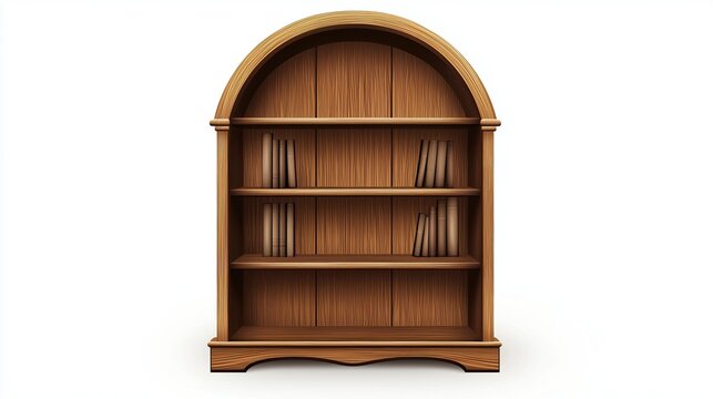 Wooden bookshelf with books 2D Logo on a white background