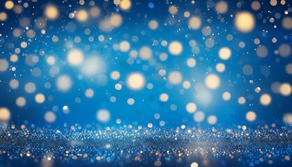 Fototapeta premium Blue Glitter Background With Sparkling Lights