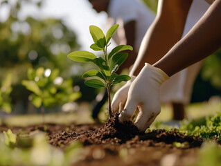 planting trees together in a corporate sustainability project
