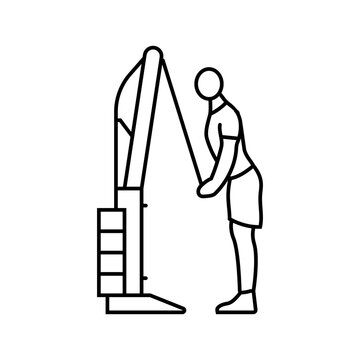 cable tricep pushdowns arm fitness exercise line icon vector. cable tricep pushdowns arm fitness exercise sign. isolated contour symbol black illustration