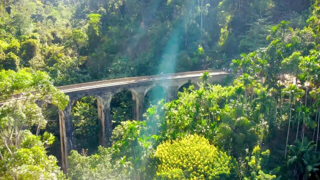 The Nine Arch Bridge, an iconic railway bridge in Sri Lanka, located in the central highlands near Ella