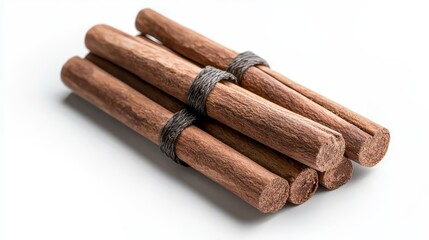 Natural Wooden Sticks Bundled with Twine on a White Background, Perfect for Crafting, Decoration, or Educational Purposes in Various Creative Projects