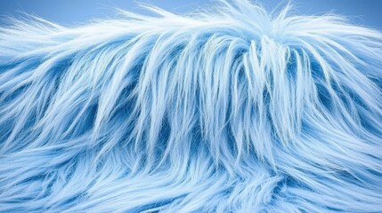 Fototapeta premium Soft Blue Fluffy Fur Texture Background Pastel Shaggy Fabric Long Pile Light Blue Furry