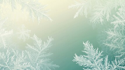 Obraz premium Frosted Pine Branch Frame on Gradient Background