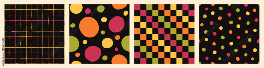 Canvas Prints seamless pattern set of colorful hand drawn lines, strip, confetti. trendy design with abstract shap