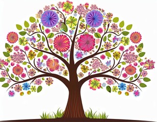 Obraz premium flower tree white background