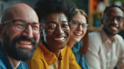 Obraz premium Friends in a professional office environment smiling together.