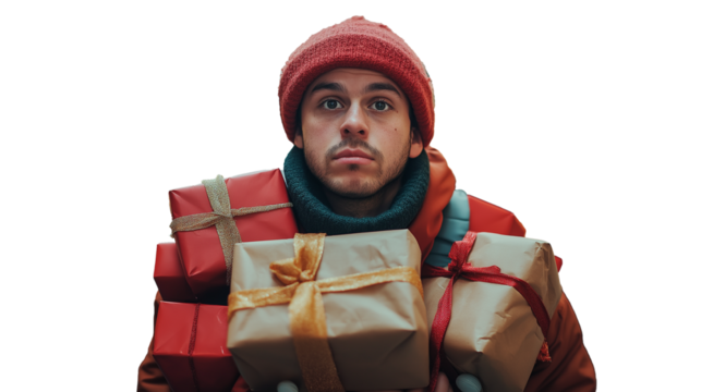 santa claus with gift box