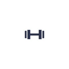 Fototapeta premium Minimalistic dumbbell icon on a white background, symbolizing simplicity in fitness.