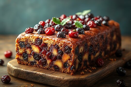 Delicious homemade fruitcake with cranberries, perfect for the holidays