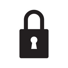 Lock icon vector flat style design. Padlock icon illustration. Lock logo, lock isolated. Security symbol. Vector illustration.