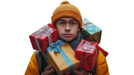 man with a bag of gifts