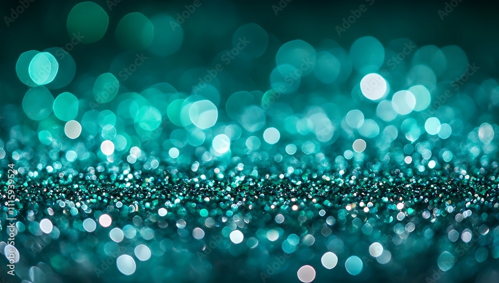 Poster a vibrant background featuring sparkling green glitter and bokeh effects, perfect for design project