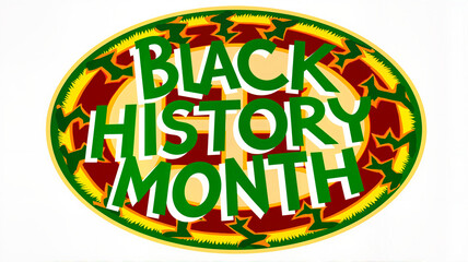 Black History Month circular badge with African pattern