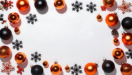 Festive Orange And Black Christmas Ornament Decorations