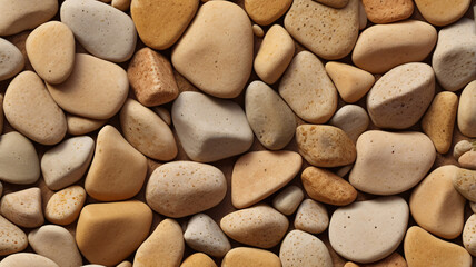 High-Quality Warm Sandy Yellow Gravel Texture with Natural Stone Patterns. background of stones