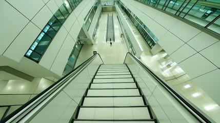 Obraz premium Modern Architecture: Escalator in a Contemporary Building
