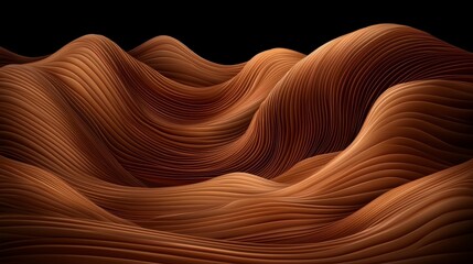 Obraz premium Abstract Brown Waves 3D Render Smooth Curves Gradient Texture Background