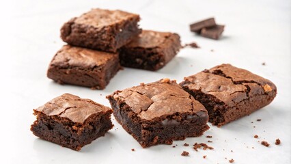 Brownie Pieces on White Background