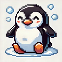 Obraz premium Cartoon Penguin in Pixel Art