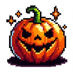 Obraz premium Cute Pixel Art Pumpkin for Halloween