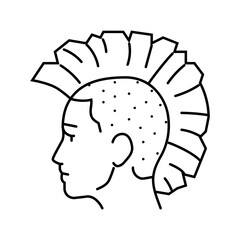 mohawk hairstyle subculture style line icon vector. mohawk hairstyle subculture style sign. isolated contour symbol black illustration