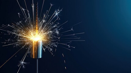 Obraz premium Sparkling Firework Festive Bright Glowing Celebration Party Holiday Night Dark Bl