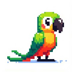 Obraz premium Pixelated Parrot Design on White Background