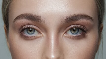 Obraz premium Close-up portrait emphasizing striking eyes and natural makeup.