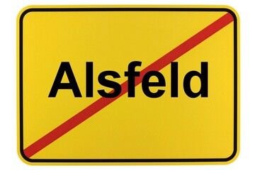 Illustration eines Ortsschildes der Stadt Alsfeld in Hessen