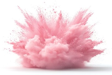 Isolated pink explosion against a white backdrop. Generative Ai