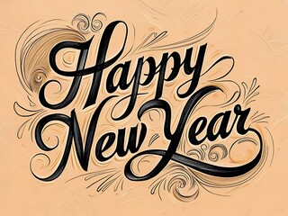 Happy New Year Calligraphic Design Festive Artwork