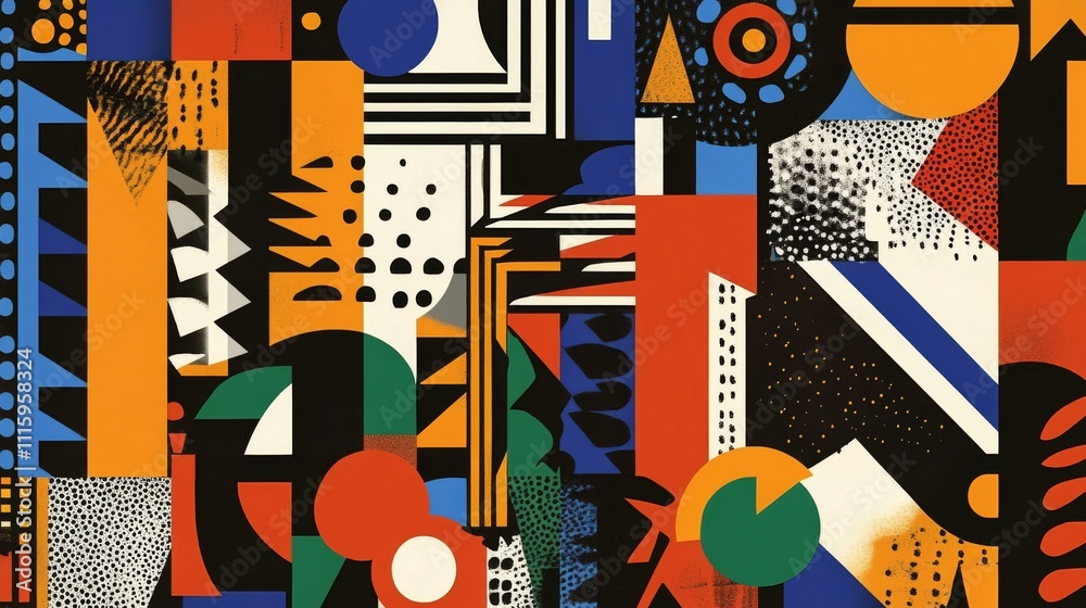 Aufkleber abstract geometric pattern with vibrant colors and shapes, modern design concept