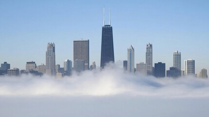 Fototapeta premium Majestic Chicago Skyline Emerging from Fog