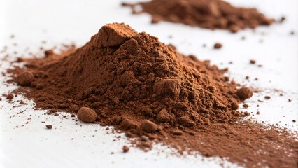 Cocoa Powder Sifted on White Background