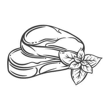stacked steaks with basil leaves clip art preview