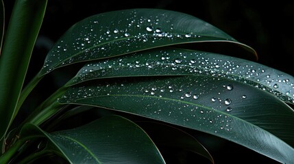 Obraz premium Emerald Dewdrops: A Serene Embrace of Nature's Beauty
