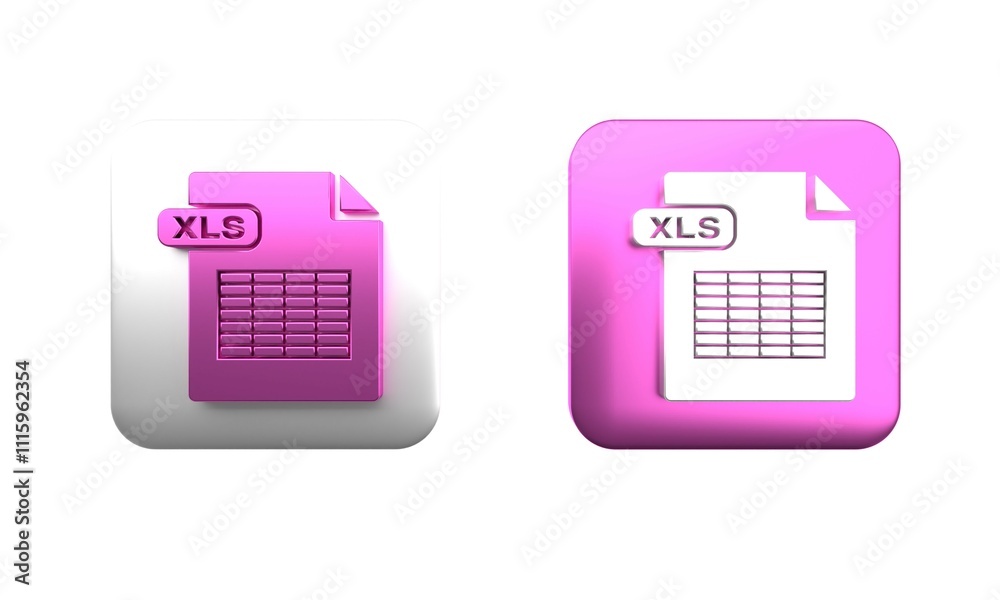 Poster colorful xls file document. download xls button icon isolated on white background. excel file symbol