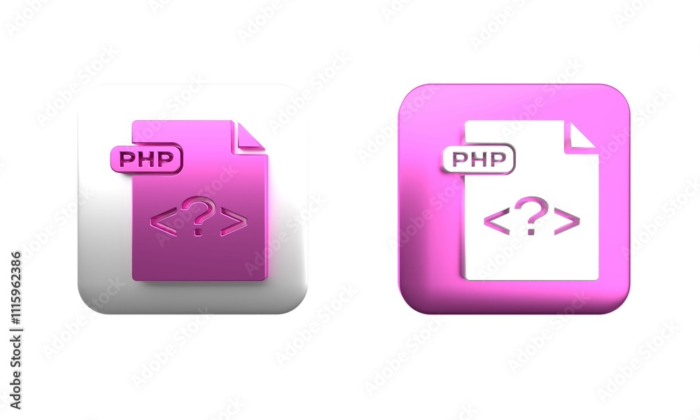 Poster colorful php file document. download php button icon isolated on white background. php file symbol. 