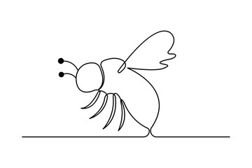 Bee continuous one line drawing and minimalist outline vector icon