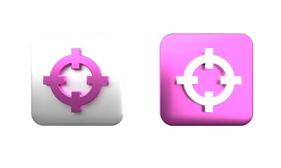 Obraz premium Colorful Target sport for shooting competition icon isolated on white background. Clean target with numbers for shooting range or shooting. Square button. 3D render illustration